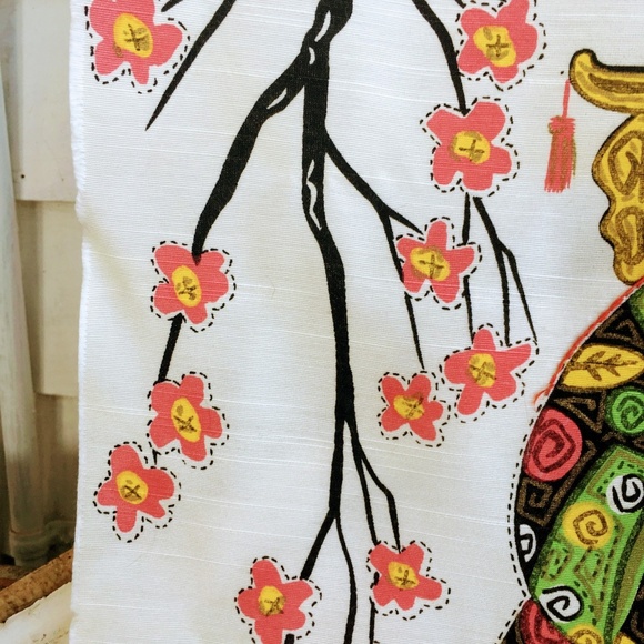 Vintage Japanese Lady Cherry Blossoms Silk Picture - Picture 6 of 8